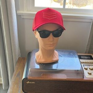 Red Trucker Hat with Chevron Design
